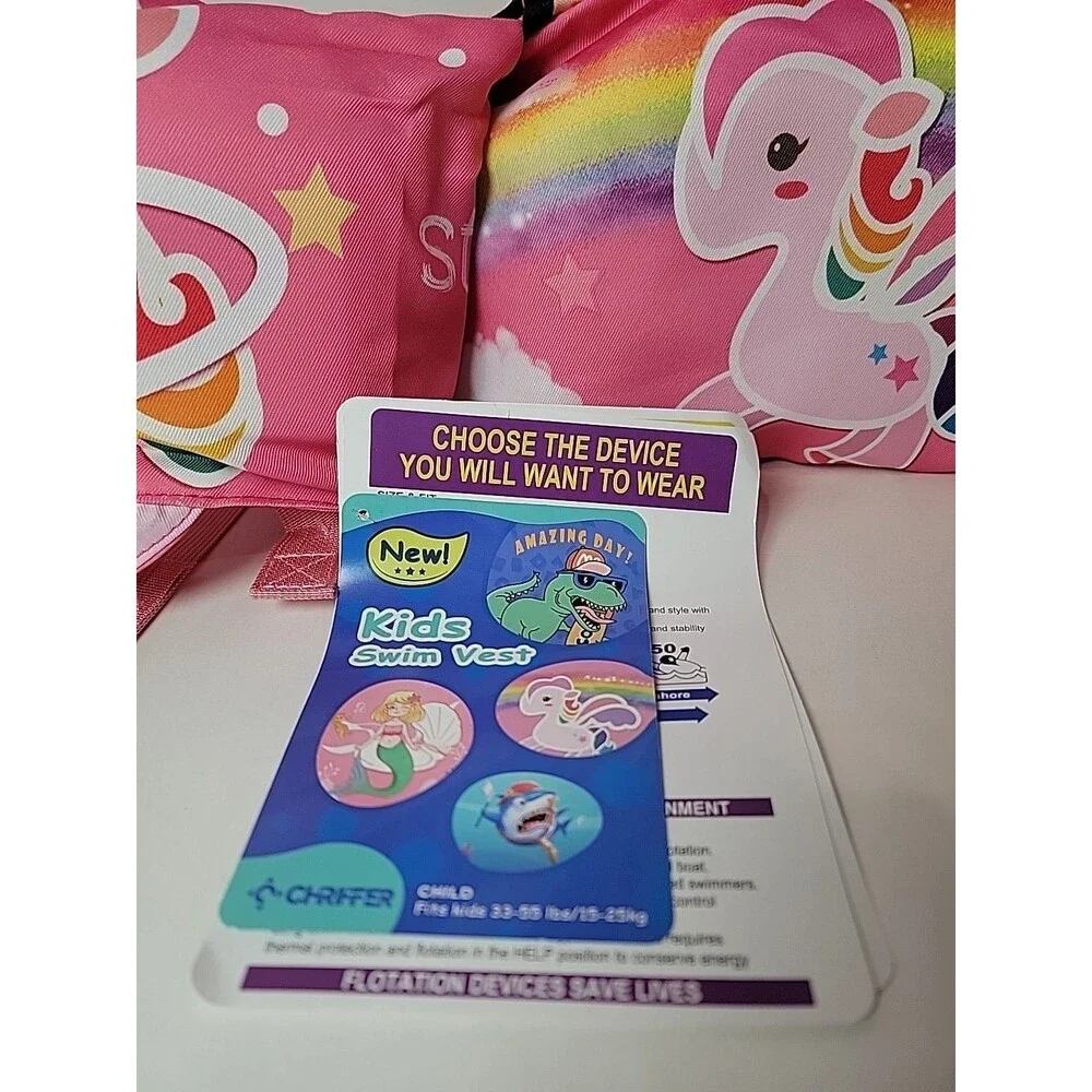 Chriffer Kids 4,5,6,7 Years Swim life Jacket Pink Unicorn Vest